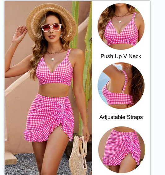 👙2025 New Type UP TO 65% OFF💥High Waisted Bikini Sets Women's Tummy Control Gingham