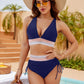 🌞Last Day Special Price £12.98!!💥-👙High Waisted Tummy Control Color Block Bikini Sets