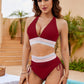 🌞Last Day Special Price £12.98!!💥-👙High Waisted Tummy Control Color Block Bikini Sets