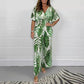 💖LAST DAY SALE 50% OFF💖Women's Summer Fashion Leaf Print Plus Size Bodysuit with Elastic Waist