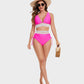 🌞Last Day Special Price £12.98!!💥-👙High Waisted Tummy Control Color Block Bikini Sets