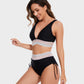 🌞Last Day Special Price £12.98!!💥-👙High Waisted Tummy Control Color Block Bikini Sets